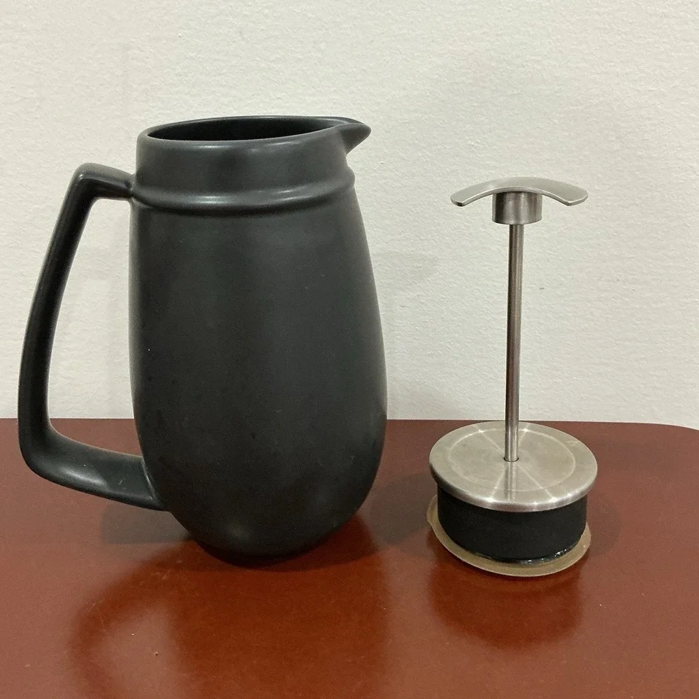 Bonjour Ceramic French Press Coffee Pot Thermal Stainless Black EUC